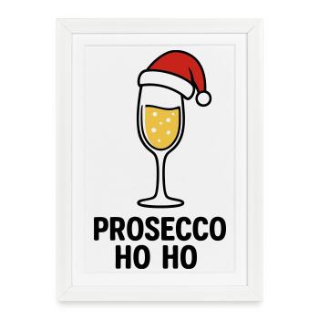 Prosecco Ho Ho – Pull de Noël au prosecco - Affiche encadrée (27 × 37 cm) - blanc - Devant