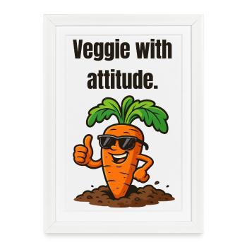 Carrot with attitude veggie - Framed poster (27 × 37 cm) - white - Front