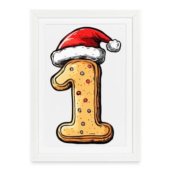 1 Number Biscuit Christmas - Framed poster (27 × 37 cm) - white - Front
