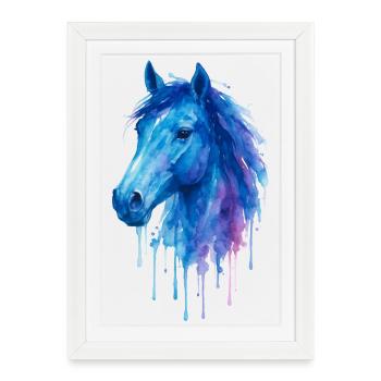 Cheval Aquarelle - Equitation - Affiche encadrée (27 × 37 cm) - blanc - Devant