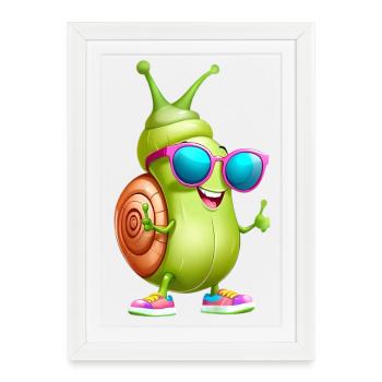Lunettes de soleil Snail Street Style - Affiche encadrée (27 × 37 cm) - blanc - Devant