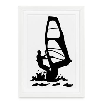 Windsurfing - Framed poster (27 × 37 cm) - white - Front