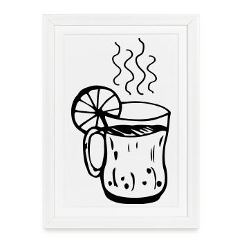Coupe de vin chaud Noël - Affiche encadrée (27 × 37 cm) - blanc - Devant