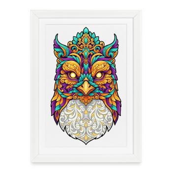 Déguisement de hibou de carnaval Animal mythique de carnaval - Affiche encadrée (27 × 37 cm) - blanc - Devant