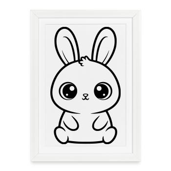 Kawaii Bunny Big Eyes Cute Vector - Framed poster (27 × 37 cm) - white - Front