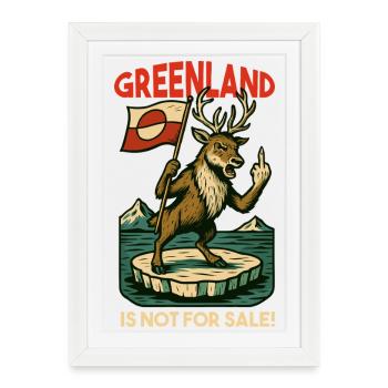Le Groenland n’est pas à vendre. Caribou. - Affiche encadrée (27 × 37 cm) - blanc - Devant