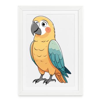 Illustration colorée de perroquet - Affiche encadrée (27 × 37 cm) - blanc - Devant