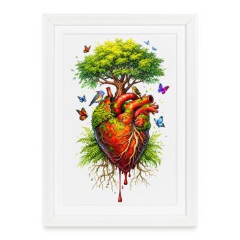 Un arbre pousse sur un cœur anatomique - Affiche encadrée (27 × 37 cm) - blanc - Devant