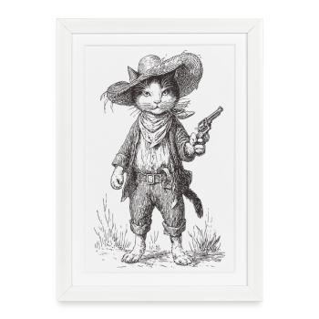 Cat Bandit - Affiche encadrée (27 × 37 cm) - blanc - Devant
