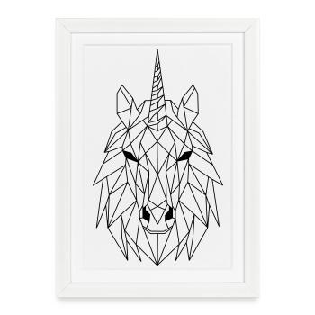 Polygone licorne - Affiche encadrée (27 × 37 cm) - blanc - Devant