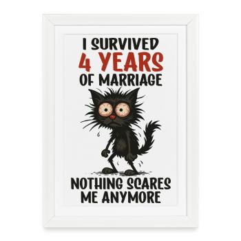 Cadeau du 4e anniversaire de mariage Mari Mari Épouse - Affiche encadrée (27 × 37 cm) - blanc - Devant