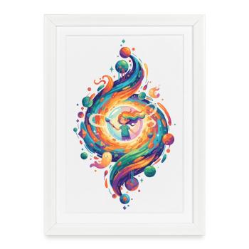 Art de peinture tourbillonnante Rainbow Girl Pinceau - Affiche encadrée (27 × 37 cm) - blanc - Devant