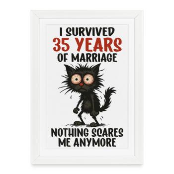 35e anniversaire de mariage cadeau Mari Mari Épouse - Affiche encadrée (27 × 37 cm) - blanc - Devant