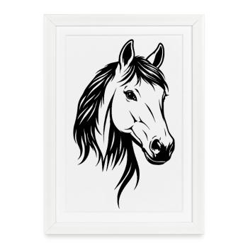 Pferdekopf - Gerahmtes Poster (27 × 37 cm) - Weiß - Vorne