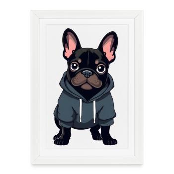 Bouledogue français - Affiche encadrée (27 × 37 cm) - blanc - Devant