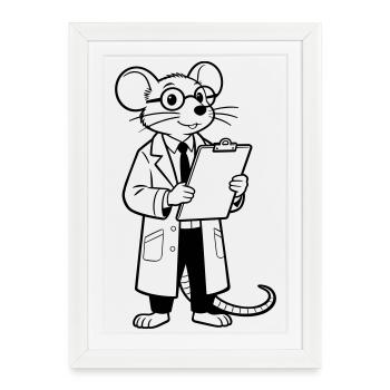 Souris scientifique - Affiche encadrée (27 × 37 cm) - blanc - Devant