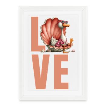 Duck in Shell Love Holiday Design - Framed poster (27 × 37 cm) - white - Front