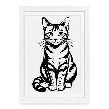 chat - Affiche encadrée (27 × 37 cm) - blanc - Devant