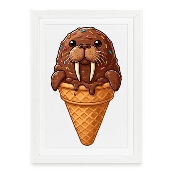 Rêve de la glace morse - Affiche encadrée (27 × 37 cm) - blanc - Devant