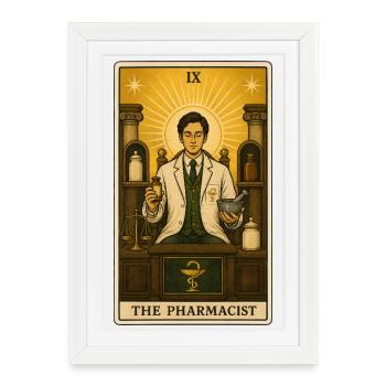 Pharmacien | Tarot de la profession pharmaceutique - Affiche encadrée (27 × 37 cm) - blanc - Devant