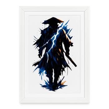 Lightning Dragon Neon Shadow - Framed poster (27 × 37 cm) - white - Front