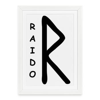 Runes Runiques Raido - Affiche encadrée (27 × 37 cm) - blanc - Devant