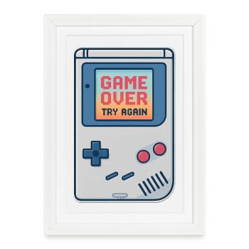 Motif de console de jeu rétro - Affiche encadrée (27 × 37 cm) - blanc - Devant