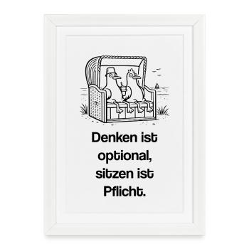 Ultra dämliche Möwen Strandkorb Meme  - Gerahmtes Poster (27 × 37 cm) - Weiß - Vorne
