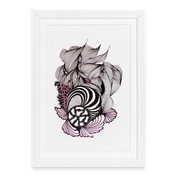 Art floral en spirale en rose et noir - Affiche encadrée (27 × 37 cm) - blanc - Devant