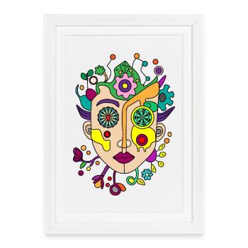 Kaleidoscopic split face - Framed poster (27 × 37 cm) - white - Front