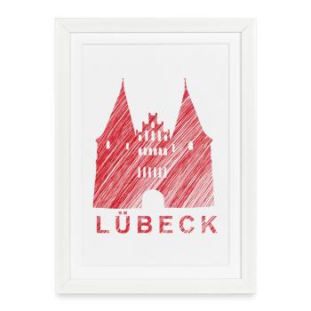 Porte Holsten de Lübeck – Conception urbaine - Affiche encadrée (27 × 37 cm) - blanc - Devant