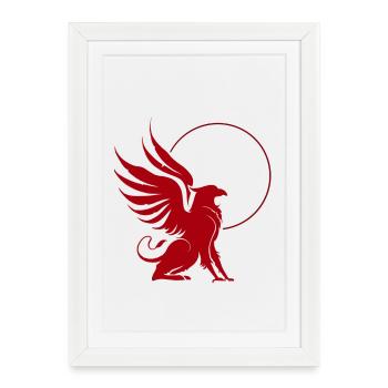 Griffon Rouge en Cercle - Affiche encadrée (27 × 37 cm) - blanc - Devant