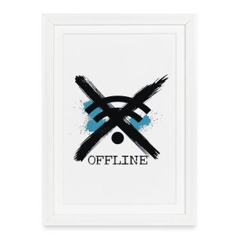 Chroniquement hors ligne - Art détox numérique par Free Art - Affiche encadrée (27 × 37 cm) - blanc - Devant