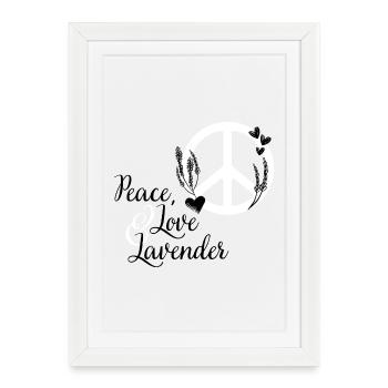 Amour, Paix et Lavande - Affiche encadrée (27 × 37 cm) - blanc - Devant