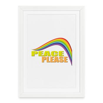 PAIX S’IL VOUS PLAÎT avec Rainbow - Affiche encadrée (27 × 37 cm) - blanc - Devant