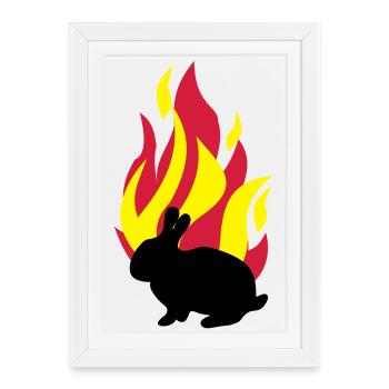 Lapin avec le feu - Affiche encadrée (27 × 37 cm) - blanc - Devant