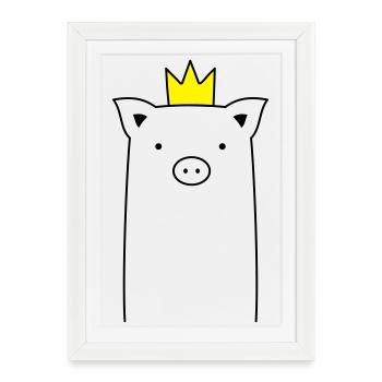 Pig with crown Piglet Piglet Sow Gift - Framed poster (27 × 37 cm) - white - Front