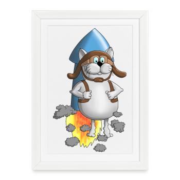 New Beginning - Rocket - Comic - Framed poster (27 × 37 cm) - white - Front