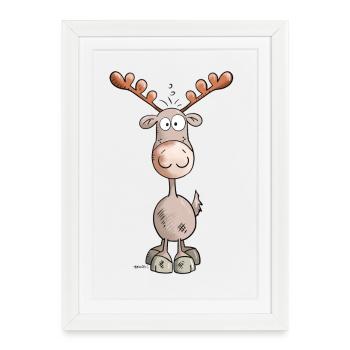 Mignon élan - Affiche encadrée (27 × 37 cm) - blanc - Devant