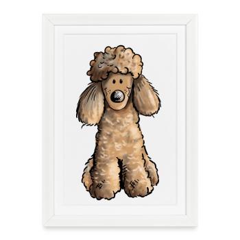 Mignon Caniche - Chien - Chiens - Affiche encadrée (27 × 37 cm) - blanc - Devant