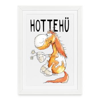 Hottehü Pferd - Pferde - Pony - Pferdchen - Comic - Gerahmtes Poster (27 × 37 cm) - Weiß - Vorne