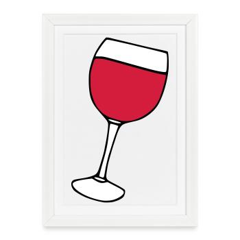 Vin rouge dans le verre - Affiche encadrée (27 × 37 cm) - blanc - Devant