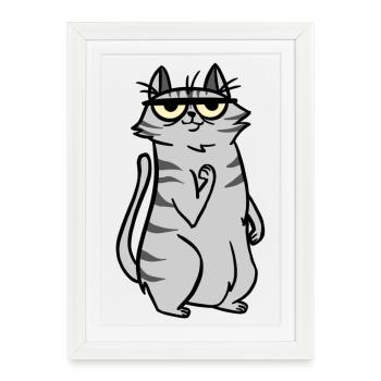 Chat Chats - Affiche encadrée (27 × 37 cm) - blanc - Devant