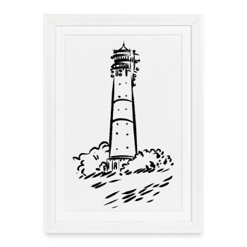 Lighthouse Hörnum Sylt Art Design - Affiche encadrée (27 × 37 cm) - blanc - Devant