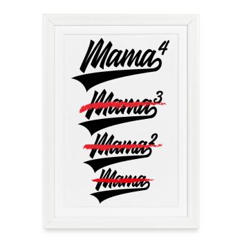 MAMAN HIGH 4 ENFANTS FUTURE MAMAN - Affiche encadrée (27 × 37 cm) - blanc - Devant