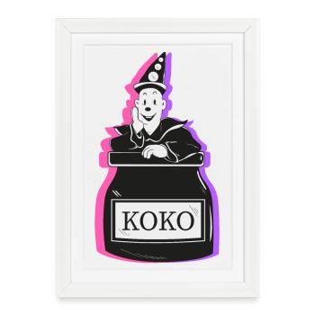 koko clown - Affiche encadrée (27 × 37 cm) - blanc - Devant