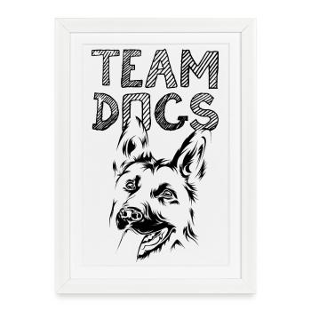 Team Dogs Dog Dogs German Shepherd Illustration Logo - Affiche encadrée (27 × 37 cm) - blanc - Devant