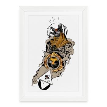 Stunning egyptian design, anubis with the eye - Framed poster (27 × 37 cm) - white - Front