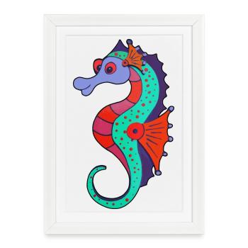 Fiery seahorse in fresh colors - Framed poster (27 × 37 cm) - white - Front