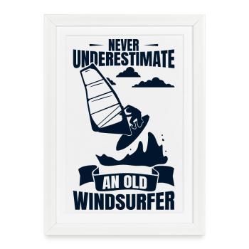 Windsurfing Grandpa - Framed poster (27 × 37 cm) - white - Front